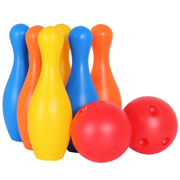 Colorful 8 Piece Bowling Set 6 Pins 2 Bowling Balls Children Kids Educational Toy Fun Family Game