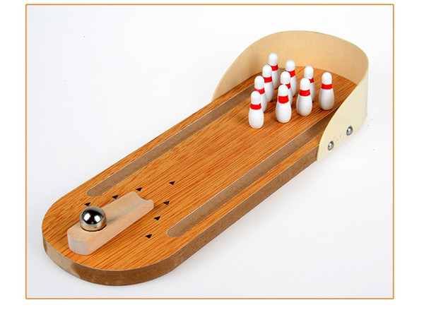 Wholesale- Free shipping 2016 Indoor Mini Desktop Wooden bowling Adult and children's table grounder