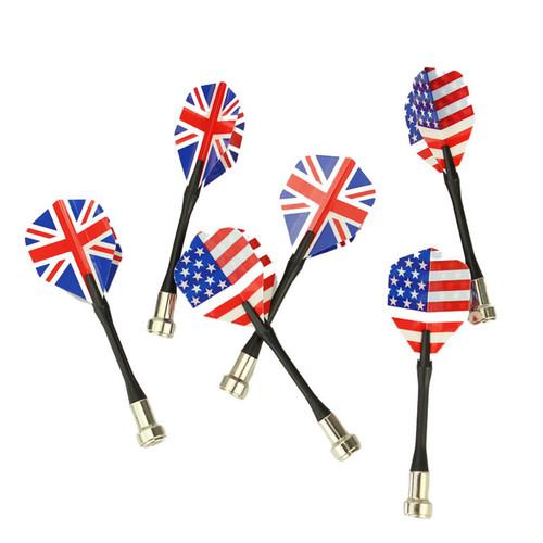 6pcs Bullseye Target Game National Flag Flights Darts Magnetic Safe Tips for Magnet Dartboard Portable Sport Life