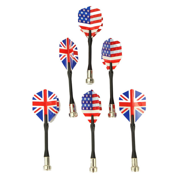 Wholesale 60pcs/lot Bullseye Target Game National Flag Flights Darts Magnetic Safe Tips UK USA National Flag Magnetic