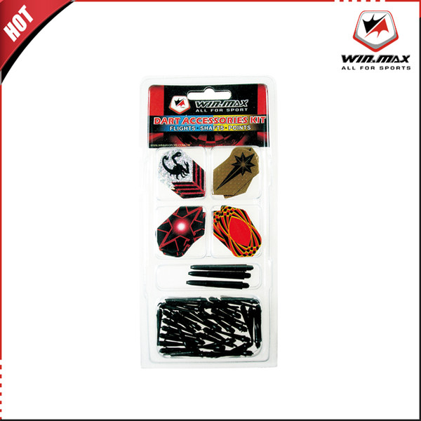 Top supplier winmax 12 flights & 3 nylon shafts & 50 black soft tips in 1 pcs soft dart accessories pack
