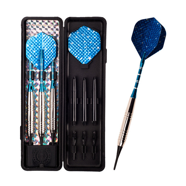 3 pcs/set 18g high quality professional electronic dart anti-throw antiskid soft tip darts game security Blue aluminum foil wing