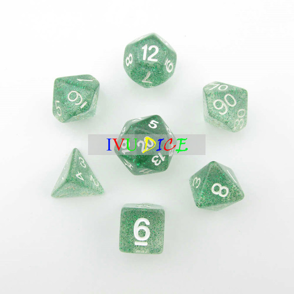 DND Table 7PCS 1set OEM BOARD GAME Dungeons&Dragons number dice star Transparent green D4 D6 D8 D10 D12 D20 dices IVU
