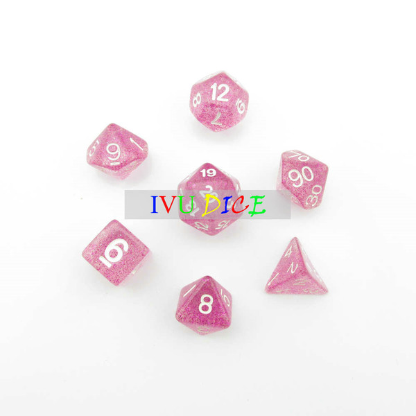 DND Table 7PCS 1set OEM BOARD GAME Dungeons&Dragons number dice star Transparent Rose red D4 D6 D8 D10 D12 D20 dices IVU