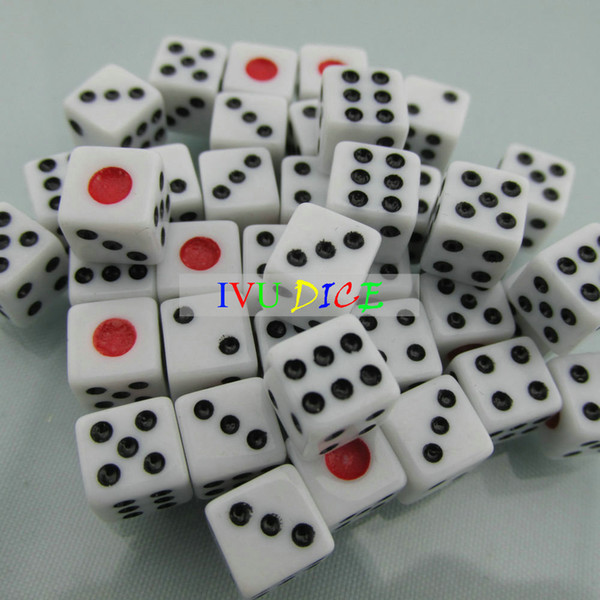 100pcs 10MM Dice WHITE with RED point 1 BLACK point 2-6 automatic mahjong machine dice bosons IVU