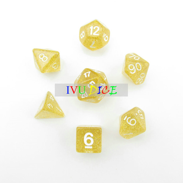 DND Table 7PCS 1set OEM BOARD GAME Dungeons&Dragons number dice star Transparent yellow D4 D6 D8 D10 D12 D20 dices IVU