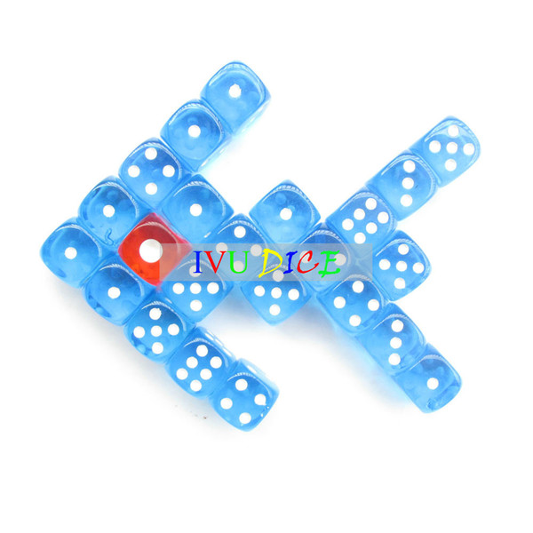 100pcs 14MM More than color BLUE Dice Transparent point 1-6 automatic game KTV mahjong machine dice IVU