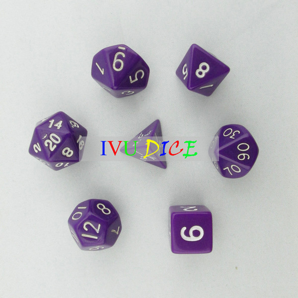 7pcs 1set DND Table BOARD GAME Dungeons&Dragons number D4 D6 D8 D10 D12 D20 dice purple Child Party Solid Colour dices IVU