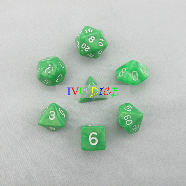 7pcs 1Set DND Table BOARD GAME Dungeons&Dragons number dice Magic Color green Party Children dices IVU