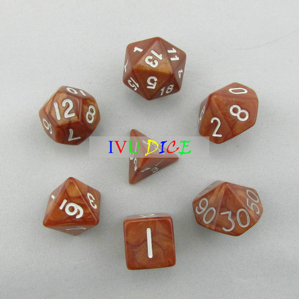 7pcs 1set DND Table BOARD GAME Dungeons&Dragons number dice Magic Color Brown Party Children dices IVU