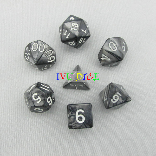 7pcs 1set DND Table BOARD GAME Dungeons&Dragons number dice Magic Color Black Party Children dices IVU