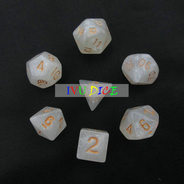 7pcs DND Table BOARD GAME Dungeons&Dragons number dice Magic Color White Party Children dices Free Shipping IVU