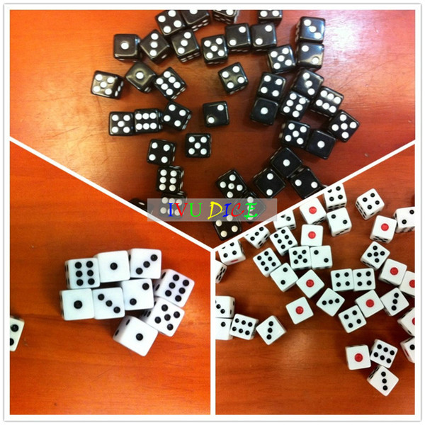100pcs 10MM dice White with Black number point Rectangular white D6 dices bosons Free Shipping IVU