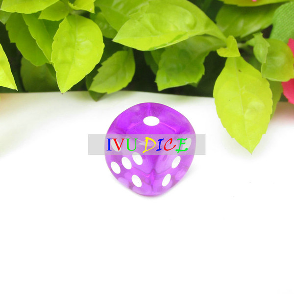 100pcs 14MM D6 More than color PURPLE Dice Transparent crystal point 1-6 automatic game KTV mahjong machine dice IVU
