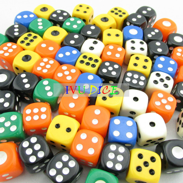 100pcs 14MM More Solid colors Dice point 2-6 big point 1 automatic game KTV mahjong machine dice IVU
