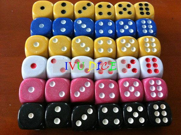 100pcs 14MM More colors Dice point 1-6 automatic game KTV mahjong machine dices Free Shipping IVU