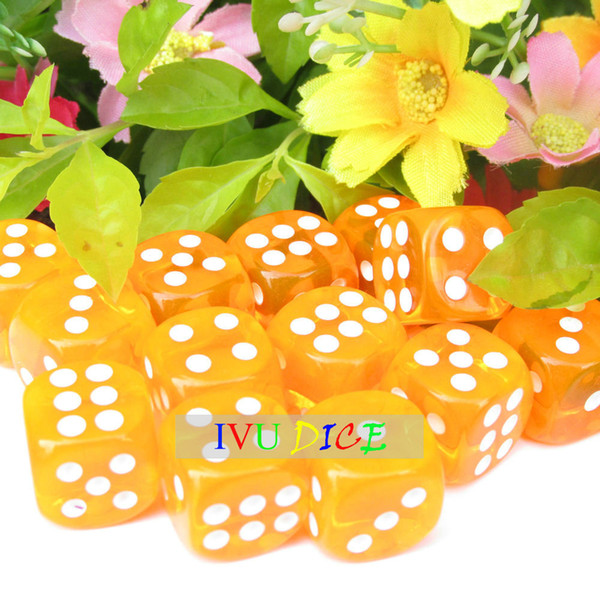 100pcs 14MM D6 More than color Orange Dice Transparent crystal point 1-6 Child game KTV mahjong machine Party dice IVU