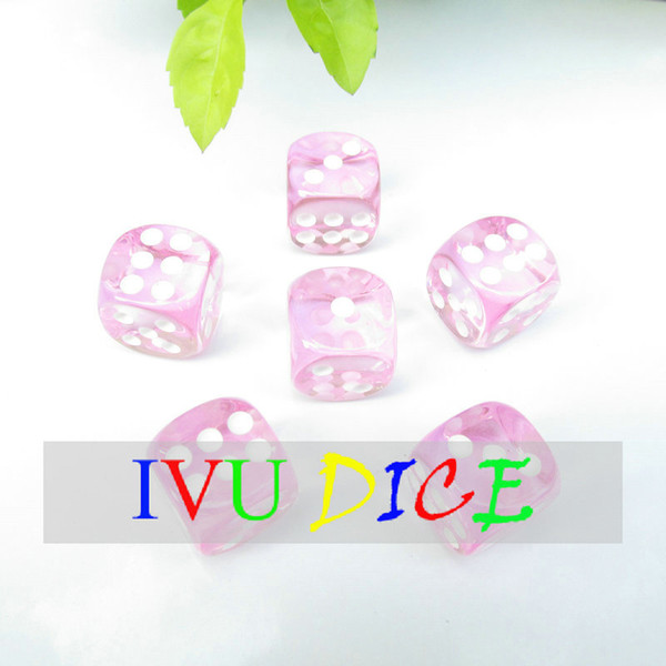 100pcs 14MM More than color PINK Dice Transparent point 1-6 automatic game KTV mahjong machine dices IVU
