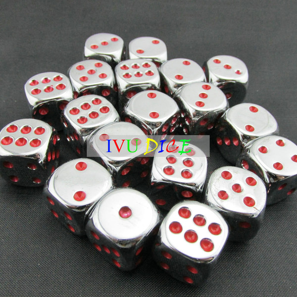 20pcs 16MM Table DICE Silver with RED point 1-6 electrogilding special game party machine Children dices KTV IVU