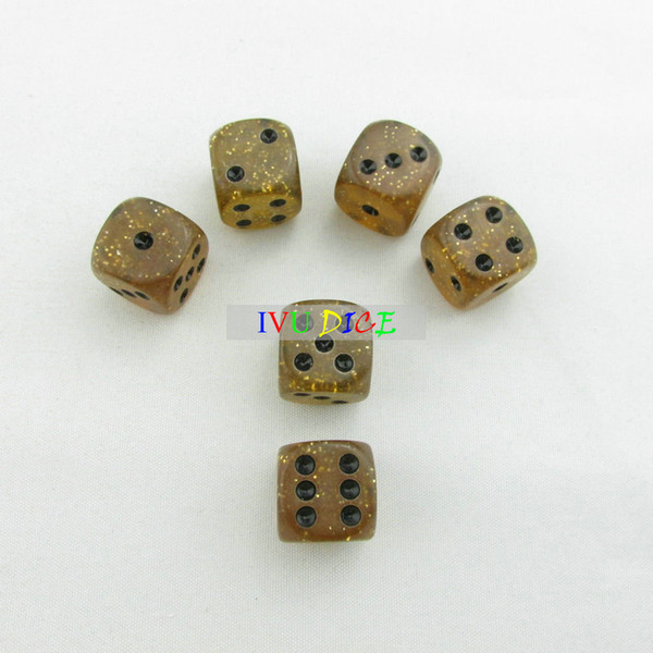 20pcs 16MM Table DICE Brown Glitter point 1-6 black oil special game party machine Children dices bosons IVU
