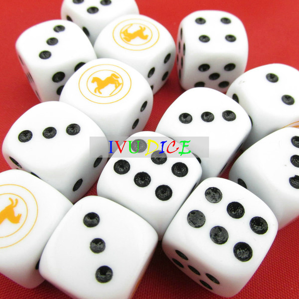 20pcs 16MM Table DICE White with Black point 2-6 horse orange special game party machine Children dices bosons IVU