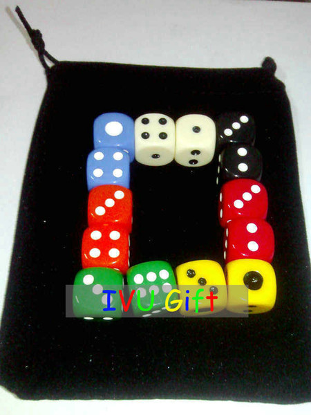 20pcs 16MM Table D6 DICE 7 colors mixed special game party machine Children dices bosons IVU