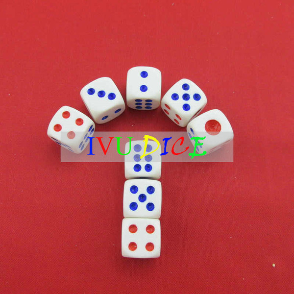100pcs 14MM D6 cheap Dice White with Blue point 2 3 5 6 Red point 1 4 automatic game KTV mahjong machine dice