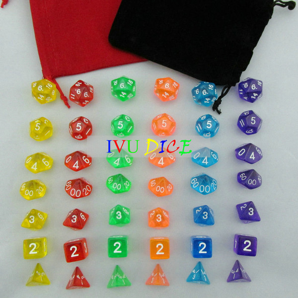 42pcs DND Table BOARD GAME Dungeons&Dragons Transparent Green Blue Yellow Red Orange Purple Party Children dices IVU