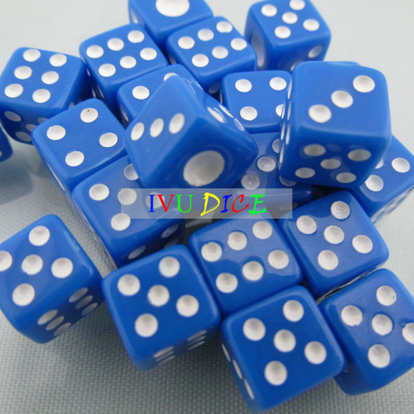 100pcs 8MM Mini dice D6 BLUE with WHITE number point automatic mahjong GAME machine dices bosons IVU