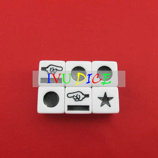 20pcs 16MM Table DICE WHITE with Star hand left right point circle black special game party machine Children dices bosons IVU