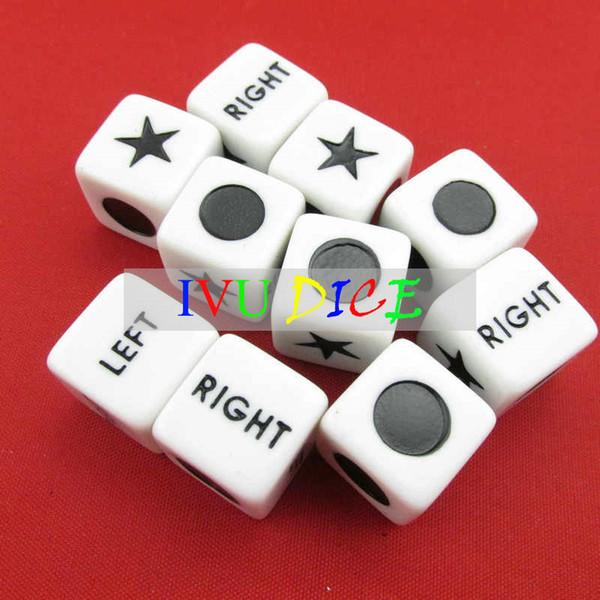 20pcs 16MM Table DICE WHITE Star hand left letter right point circle black special game party machine Children dices IVU
