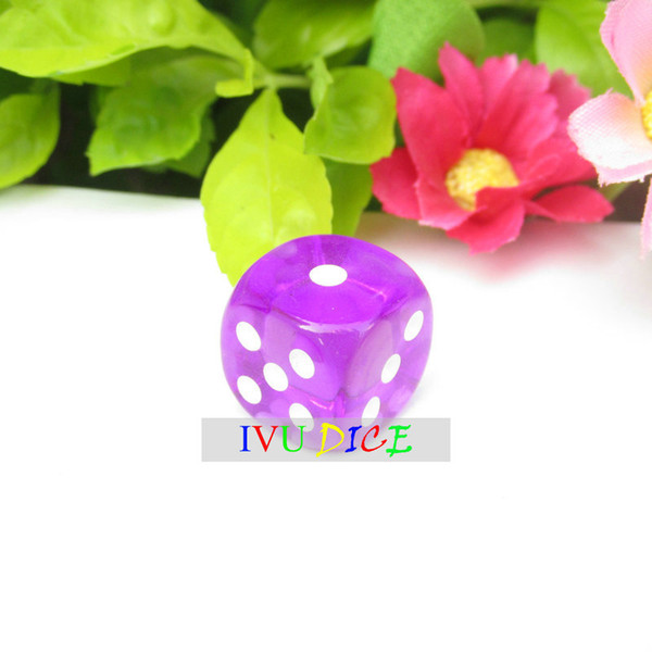 100pcs 14MM More than color PURPLE Dice Transparent point 1-6 automatic game KTV mahjong machine dice IVU
