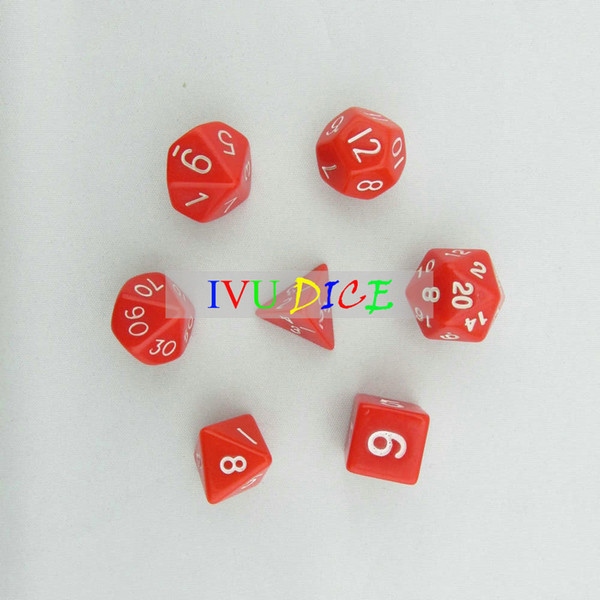 7pcs 1set DND Table BOARD GAME Dungeons&Dragons number D4 D6 D8 D10 D12 D20 dice Red Child Party Solid Colour dices IVU