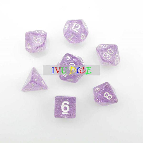 DND Table 7PCS 1set OEM BOARD GAME Dungeons&Dragons number dice star Transparent purple D4 D6 D8 D10 D12 D20 dices IVU