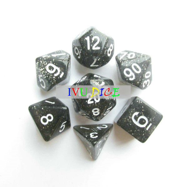 DND Table 7PCS 1set OEM BOARD GAME Dungeons&Dragons number dice star Transparent Black D4 D6 D8 D10 D12 D20 dices IVU