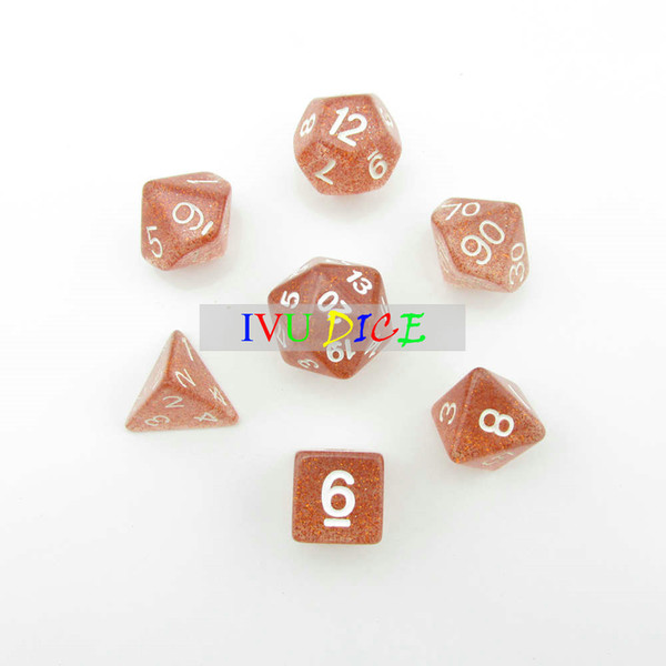 DND Table 7PCS 1set OEM BOARD GAME Dungeons&Dragons number dice star Transparent Brown D4 D6 D8 D10 D12 D20 dices IVU