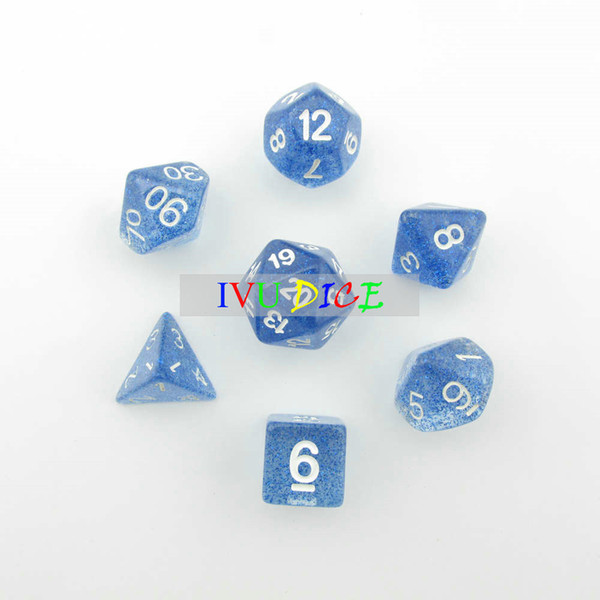 DND Table 7PCS 1set OEM BOARD GAME Dungeons&Dragons number dice star Transparent BLUE D4 D6 D8 D10 D12 D20 dices IVU