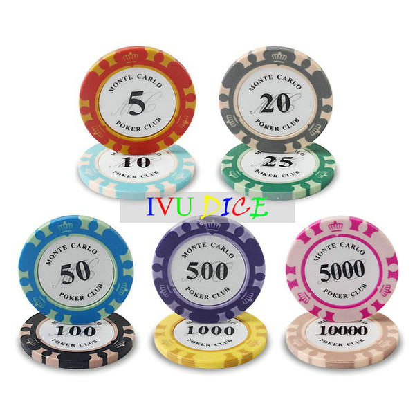 10pcs High quality Crown Clay Texas Hold'em Poker chips Classic 14g Clay Iron ABS casino chips IVU