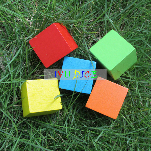 20pcs 30MM Candy color blank dice natural wooden cube dice props diy colored drawing materials IVU