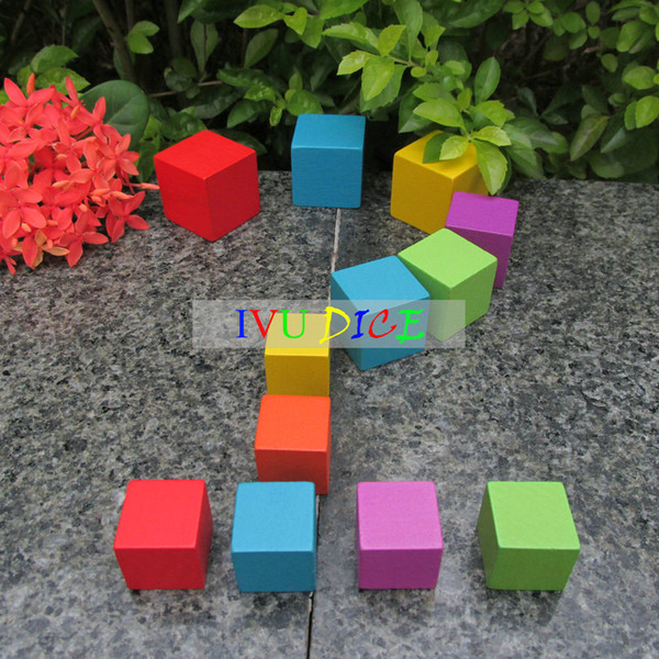 30pcs DIY Engraving Blank Wood Dice 20MM Candy color natural wooden props colored drawing materials Cube Game IVU