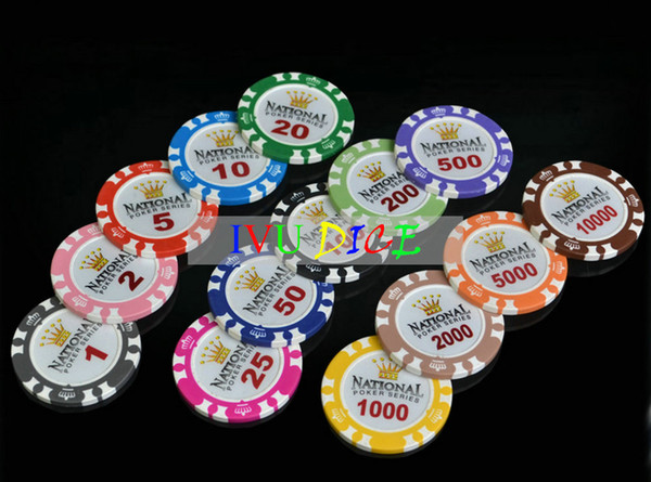 10pcs/Set High quality Crown Clay Texas Hold'em Poker chips Classic 14g Clay Iron ABS casino chips IVU