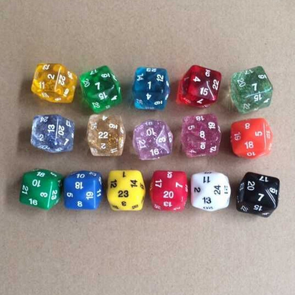 D24 26mm Flash Powder Polyhedral Dice 24 Sided Digital Dices Funny Family Games Children Educational Toy Good Price High Quality #P26