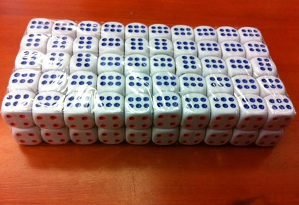 D6 14mm White 6 Sided Dice Red Blue Point Normal Dice Bosons High Quality Dices Drink Game Casino Craps Party Playing Dices #N46