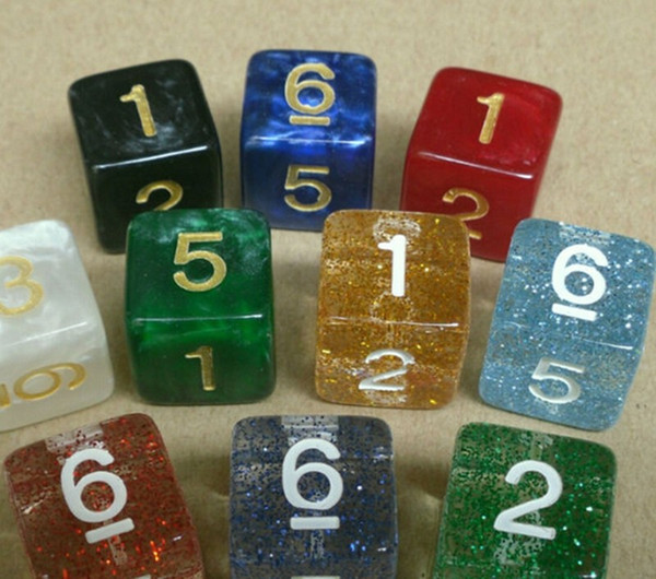 16mm Flash Powder Crystal Digital Dice Multi Colored Clear Dices Transparent Games Boson Pub Bar Drinking Game Toy High Quality #F16