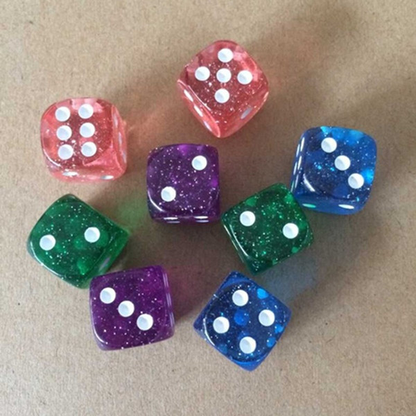 Flash Powder Crystal Dice 16mm Multi Colored Clear Dices Transparent Games Boson Pub Bar Drinking Game Toy High Quality #R14