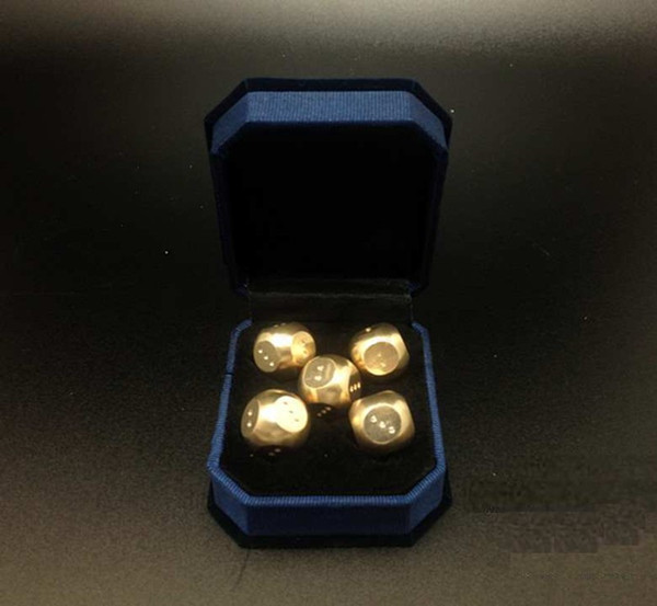 Handmade Pure Copper Rounded 6 Sided Dice Sets Brass Decorative Set Dices Originality Collection Home Decoration 5pcs/set #S54