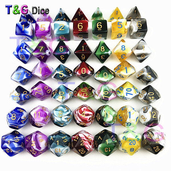 Decider Die Transparent & White Color Dice D4-D20 For RPG Parties Toys 7 Colors