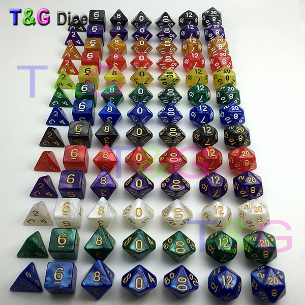 7pc/lot dice set High quality Multi-Sided Dice with marble effect D4D6 D8 D10 D10 D12D20 DUNGEON and DRAGONS D&d rpg custom dice