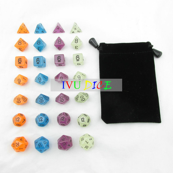 28pcs DND Table BOARD GAME Dungeons&Dragons GLOW Fluorescence Green Blue Orange Purple Party Children dices IVU