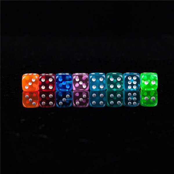 New 100pcs 12-18MM Dice Transparent Color Point 1-6 Digital Automatic Game KTV Dice Acrylic Gambing Dices